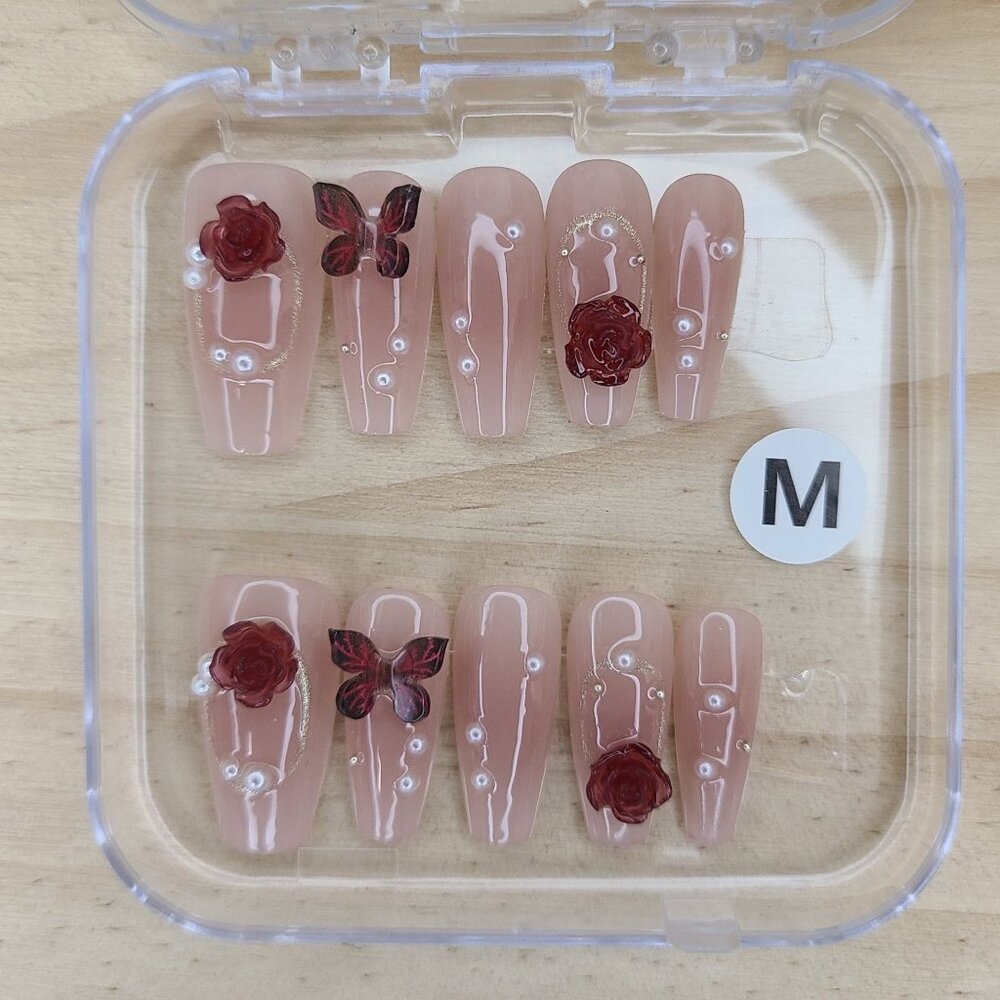 Rose Press-on Nail Set DIY Easy & Reusable At Home Manicure